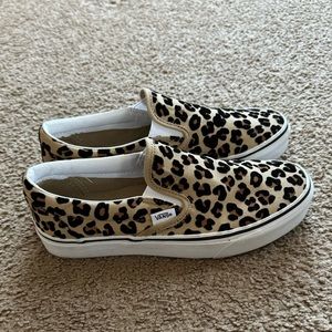 Vans. Brand New. Size 8 woman’s. Smoke free. Leopard print canvas slip on shoe